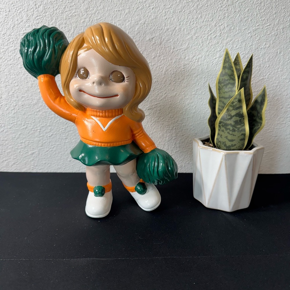 Vintage Atlantic Mold Cheerleader Figurine | 1970s Hand-Painted Ceramic